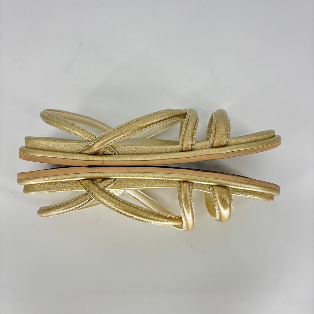 OluKai Tiare Strappy Sandals Bubbly Gold Women Size 8 Leather Flat Slingback - Picture 7 of 9